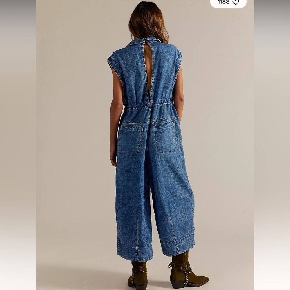 New Free People We The Free Lantana Cropped Coverall - Picture 4 of 8
